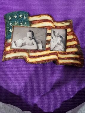 American Flag Double Photo Frame - Red, White & Blue